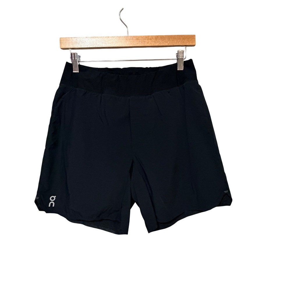 On Running Mens Lightweight Shorts Black Reflective Logo Size S 7 Inch Inseam